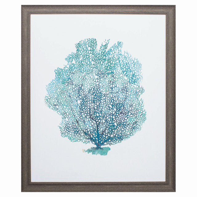 Paragon Aqua Coral on White I Teal 33 X 27 X 1 Wall Art