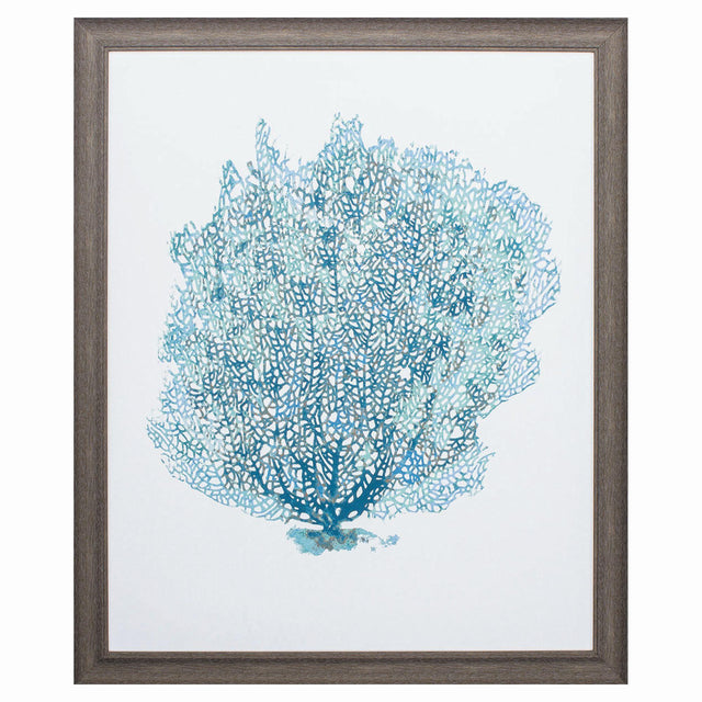 Paragon Aqua Coral on White II Teal 33 X 27 X 1 Wall Art