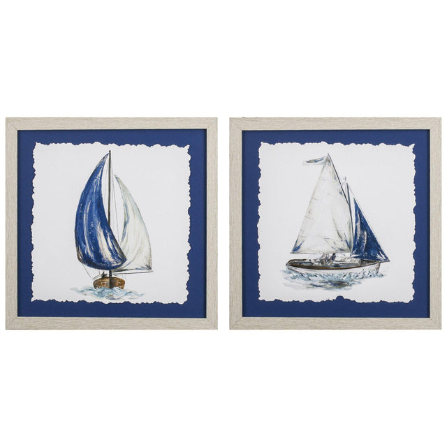Paragon Navy Sail S/2 Blue 15 X 15 X 1 Wall Art