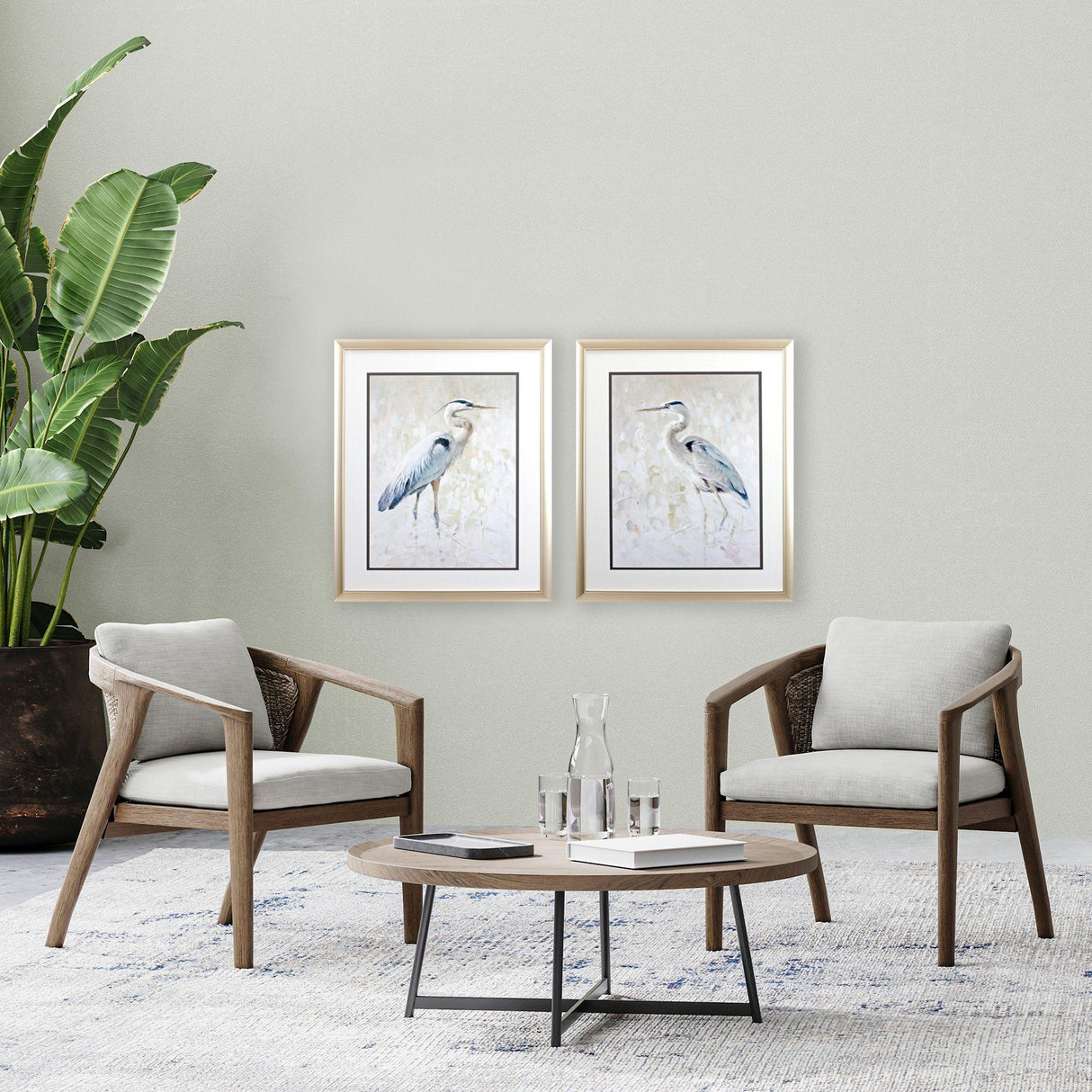 Paragon Great Blue Heron S/2 Blue 32 X 26 X 2 Wall Art