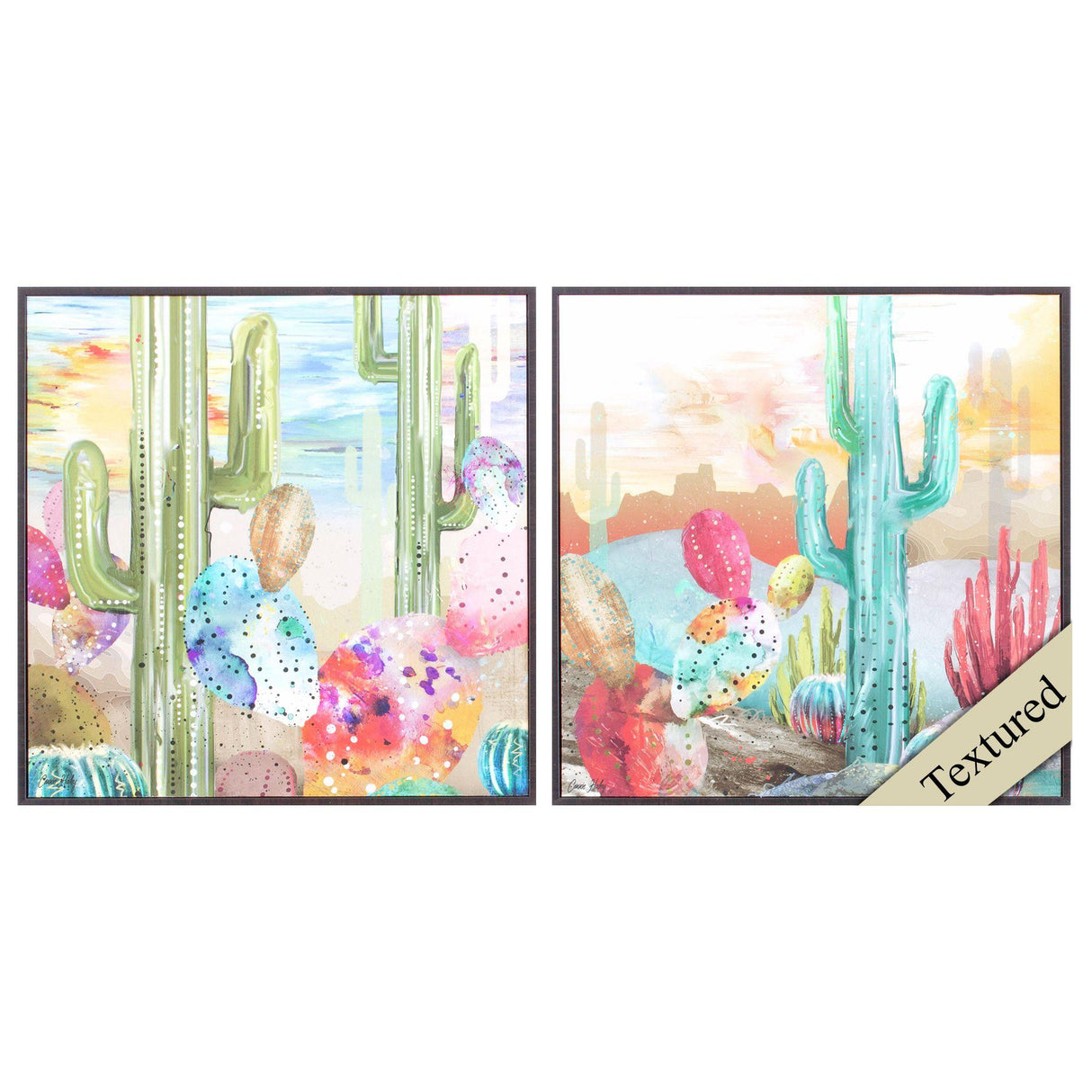 Paragon Sunset Cactus S/2 Orange 19 X 19 X 2 Wall Art