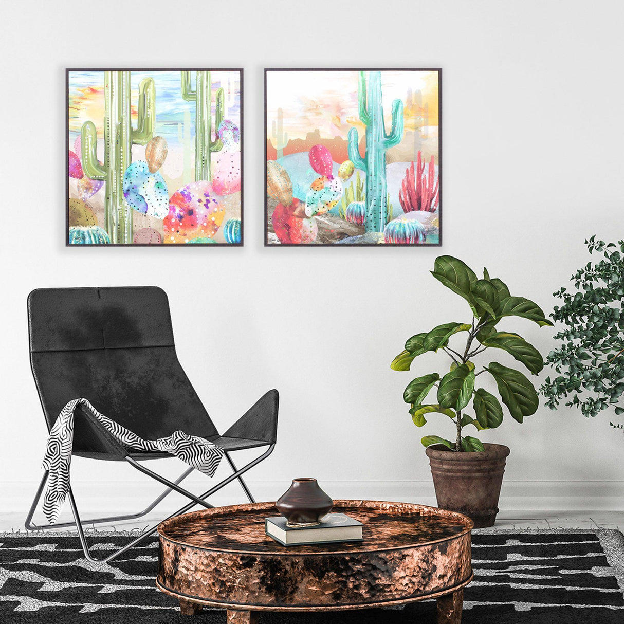 Paragon Sunset Cactus S/2 Orange 19 X 19 X 2 Wall Art