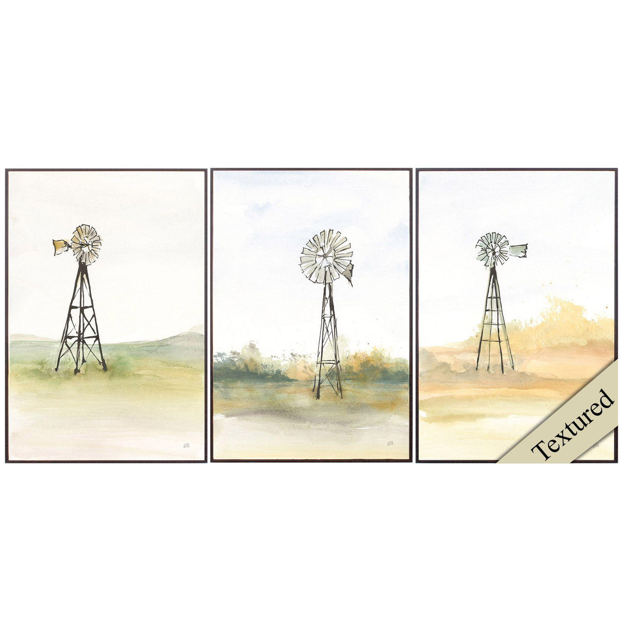 Paragon Windmill Landscape S/3 Green 31 X 21 X 2 Wall Art