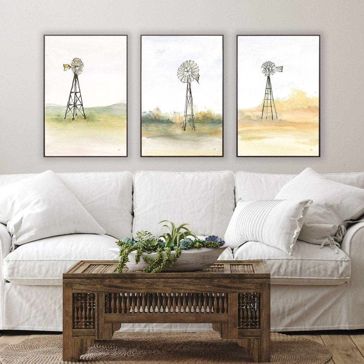 Paragon Windmill Landscape S/3 Green 31 X 21 X 2 Wall Art