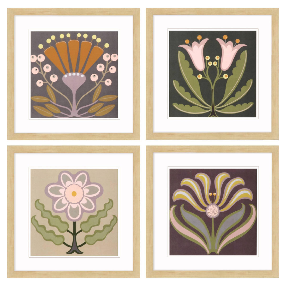 Paragon Graphic Folk Flower S/4 Green 18 X 18 X 1 Wall Art – DecoratorsBest