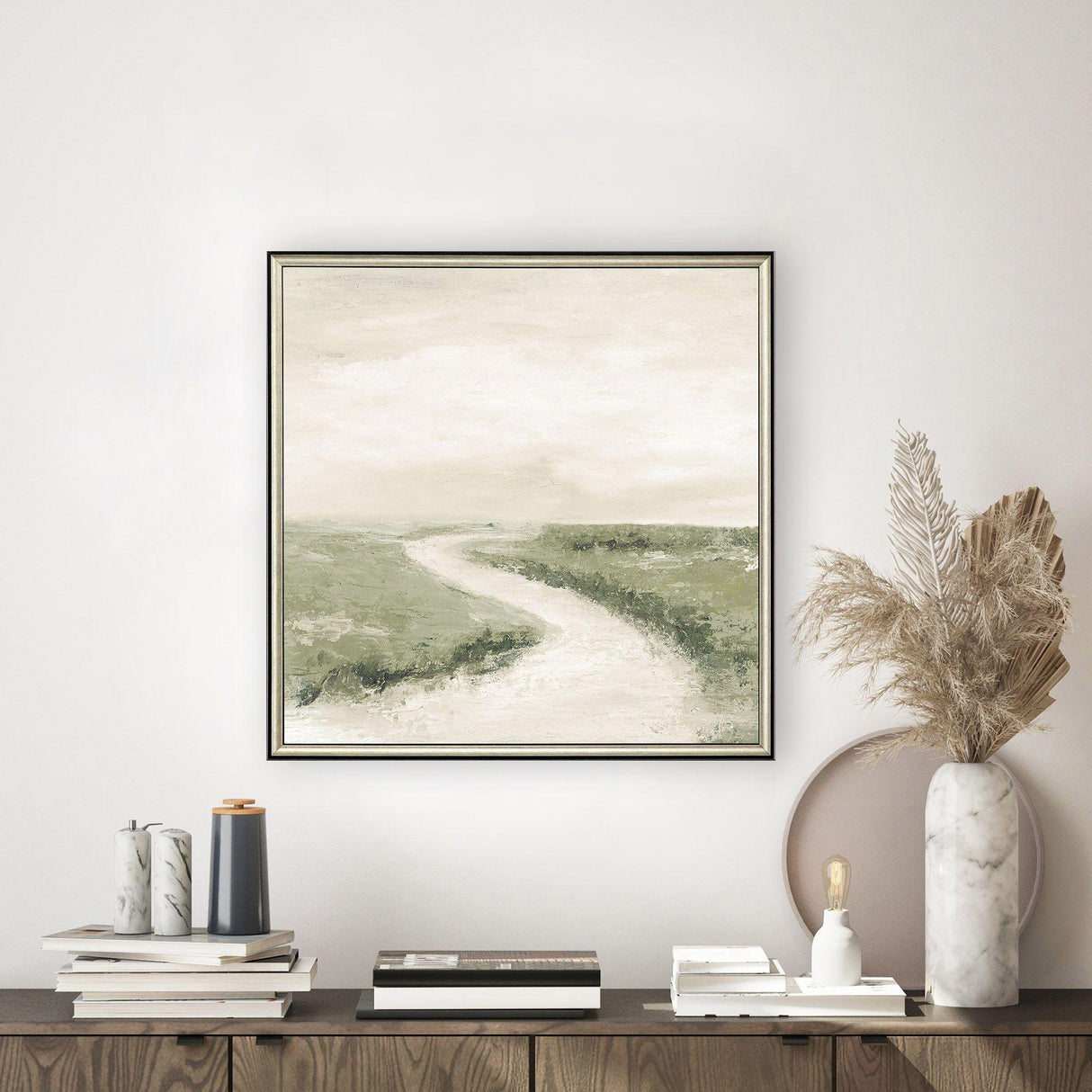 Paragon Foggy White River Green 29 X 29 X 2 Wall Art