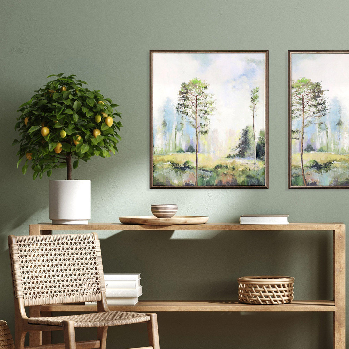Paragon Tall Green Trees I Green 25 X 21 X 3 Wall Art