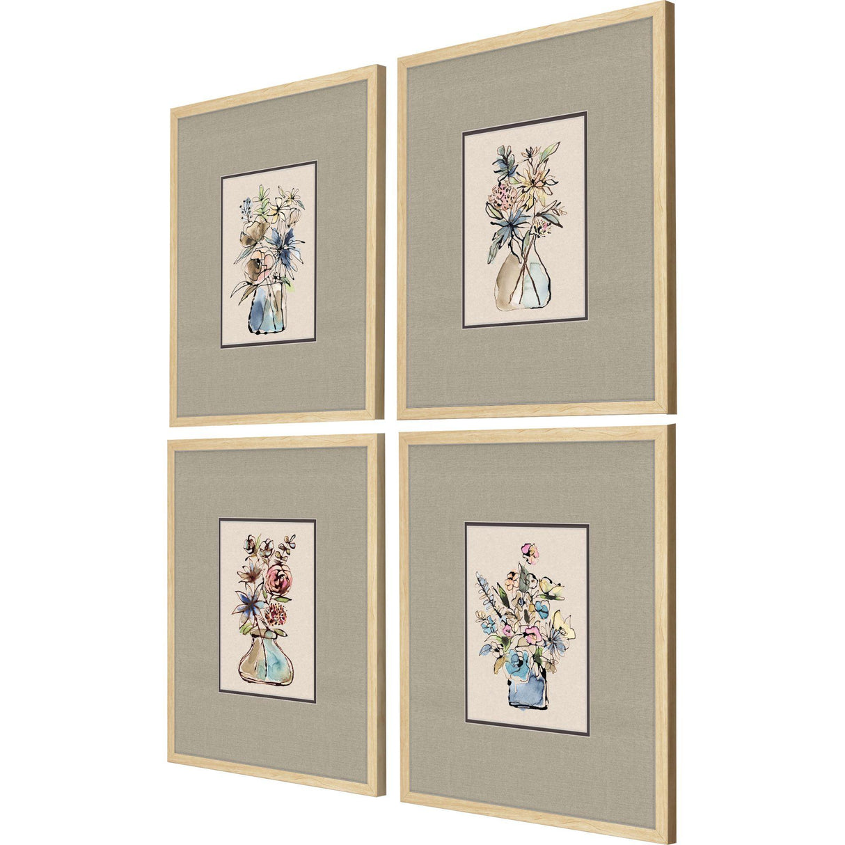 Paragon Floral Sketch S/4 Blue 20 X 18 X 1 Wall Art