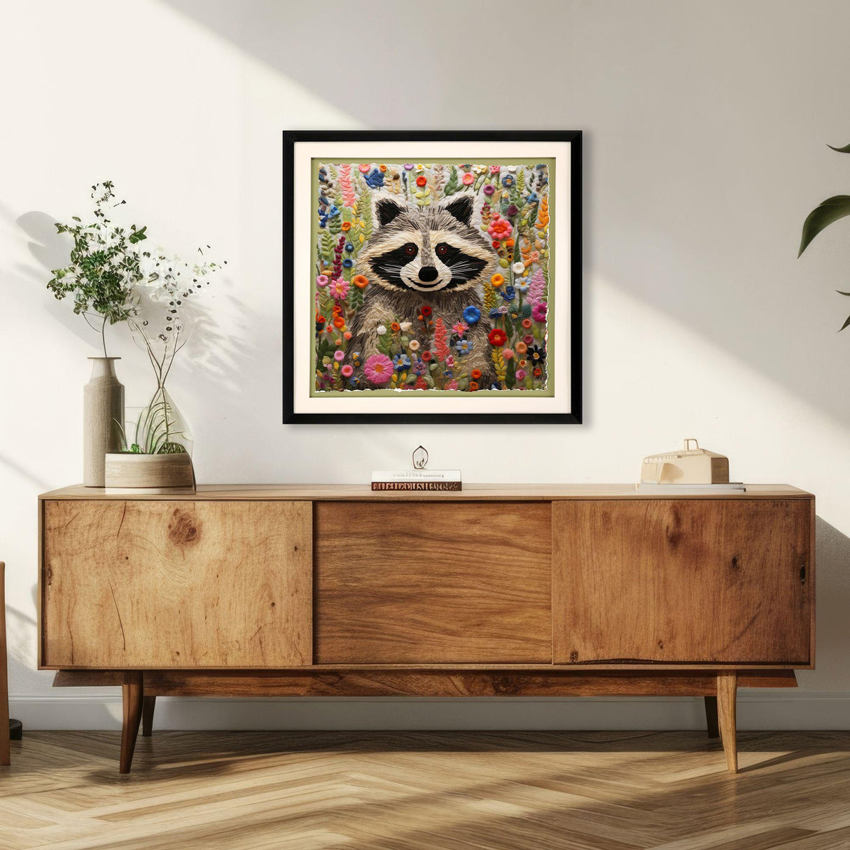Paragon Patchwork Racoon Green 30 X 30 X 2 Wall Art