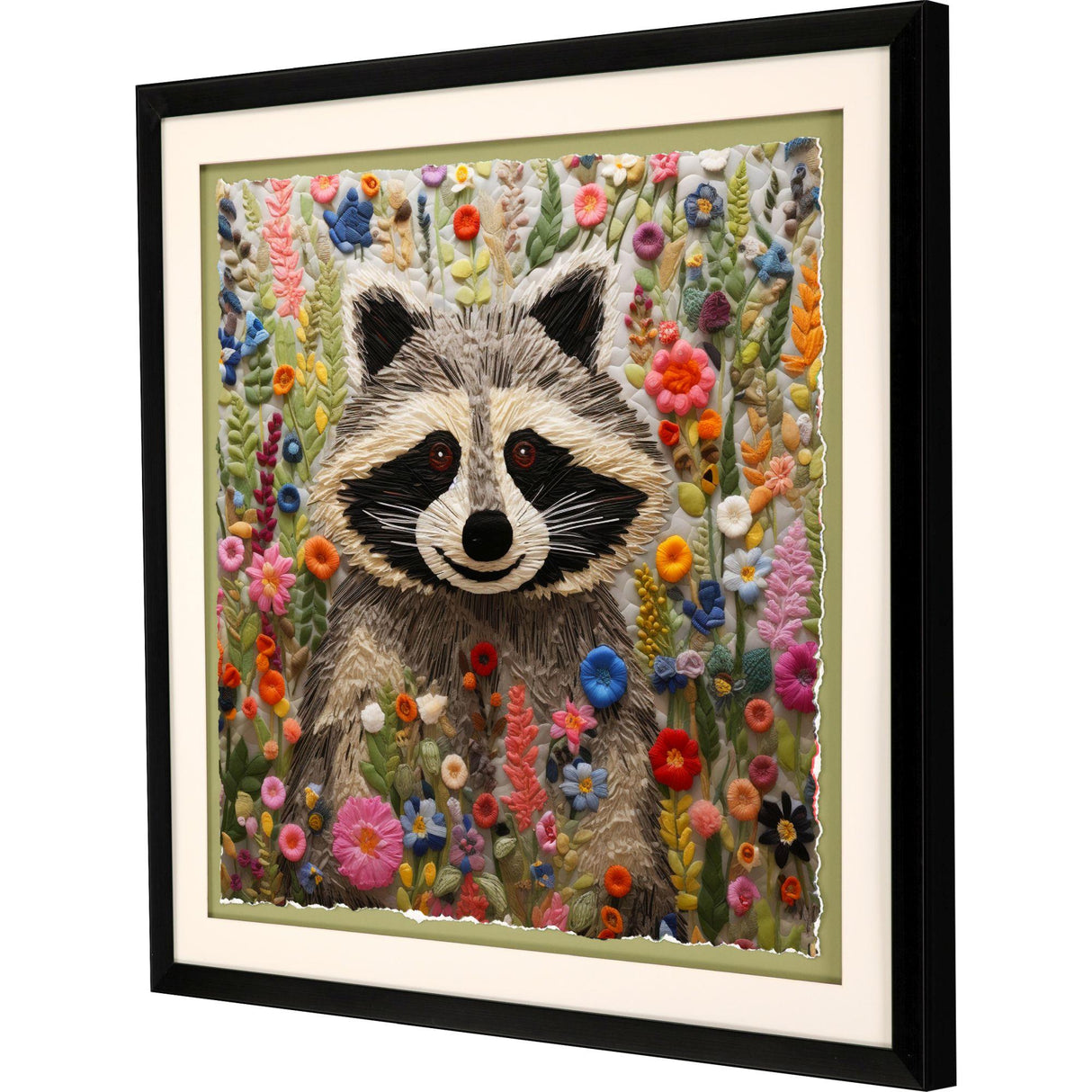 Paragon Patchwork Racoon Green 30 X 30 X 2 Wall Art