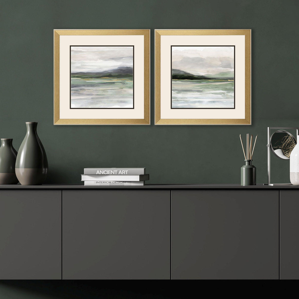Paragon Gentle Calm Horizon S/2 Green 18 X 18 X 2 Wall Art