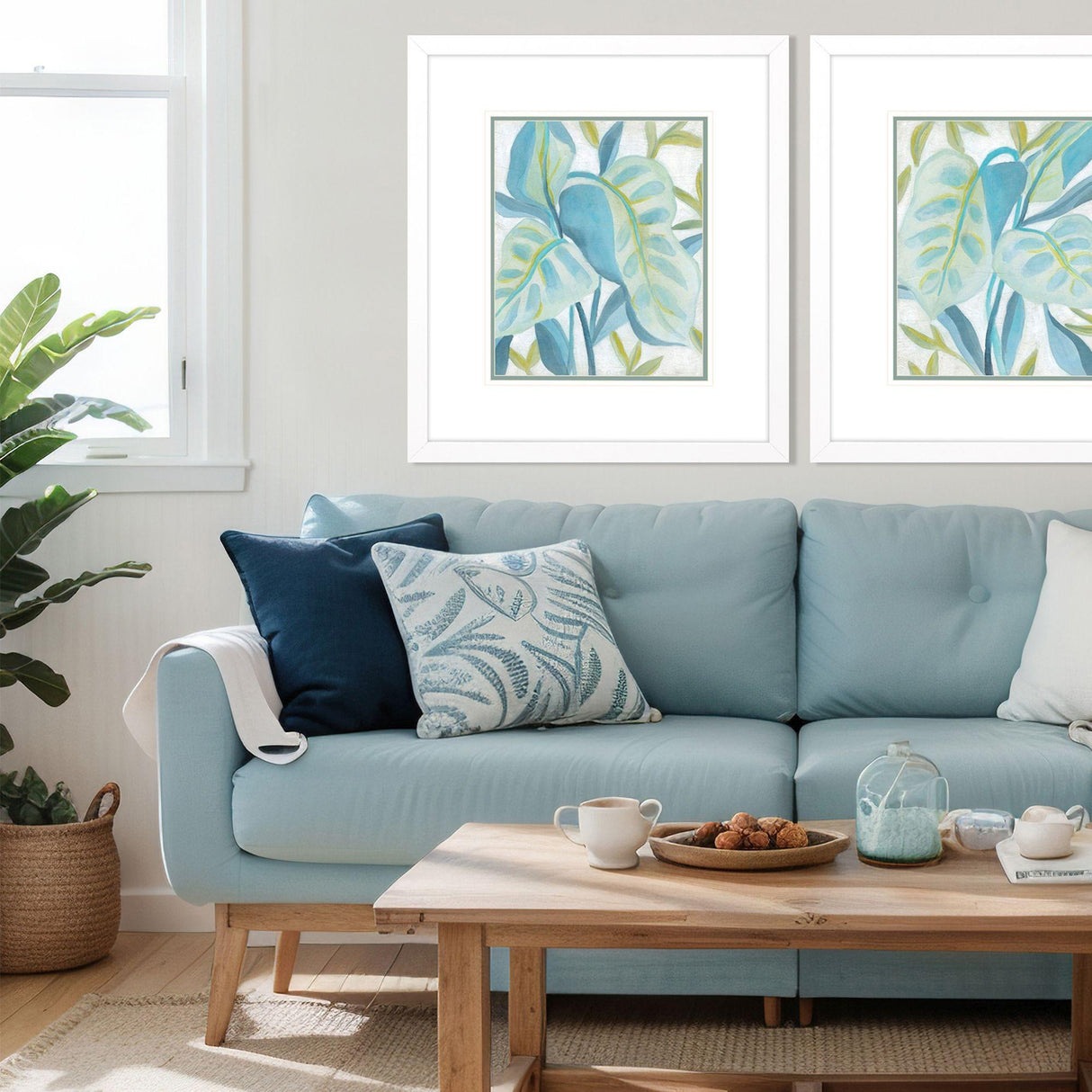 Paragon Aqua Tropical Leaves I Blue 33 X 29 X 2 Wall Art