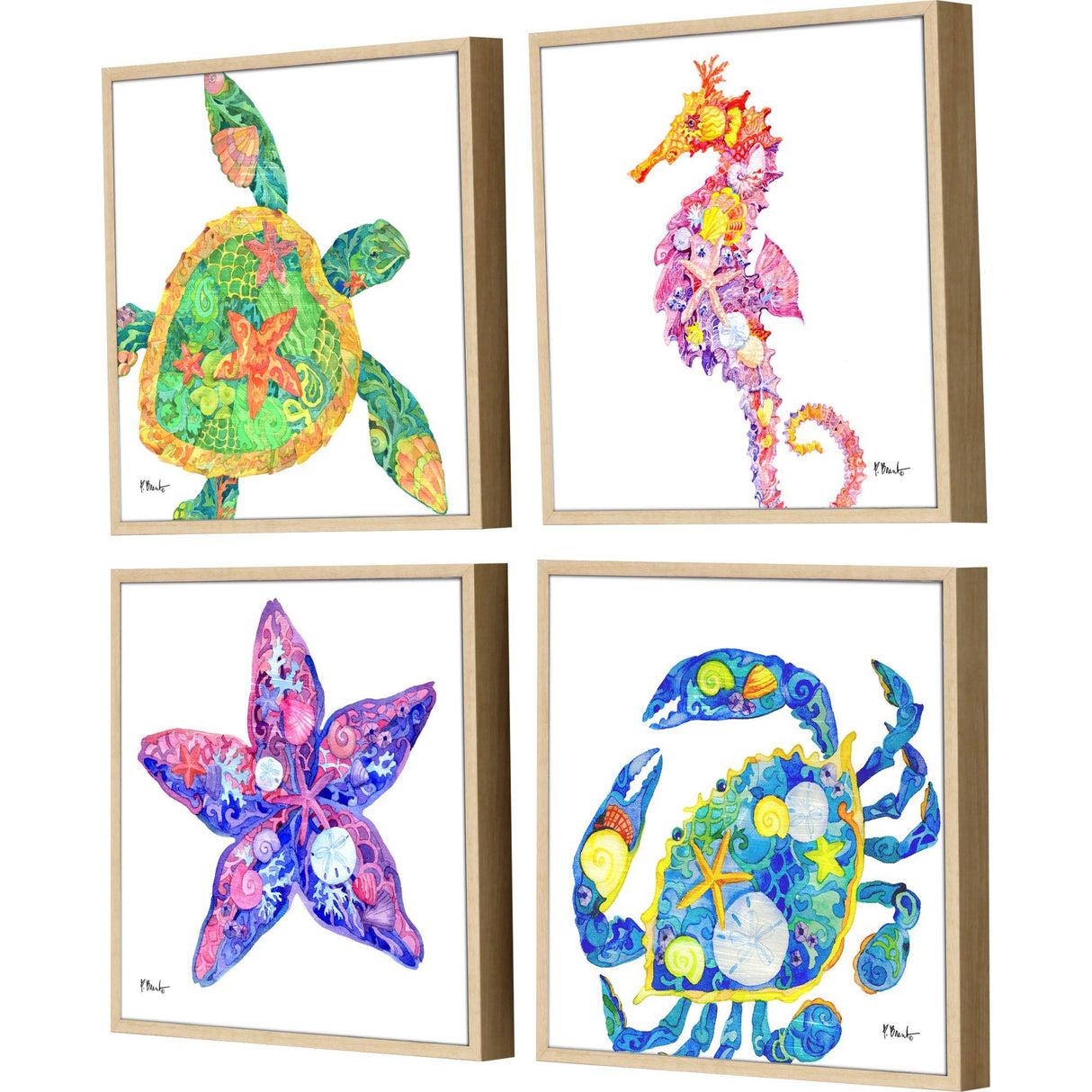 Paragon Nassau Sea Life S/4 Multi 08 X 08 X 1 Wall Art