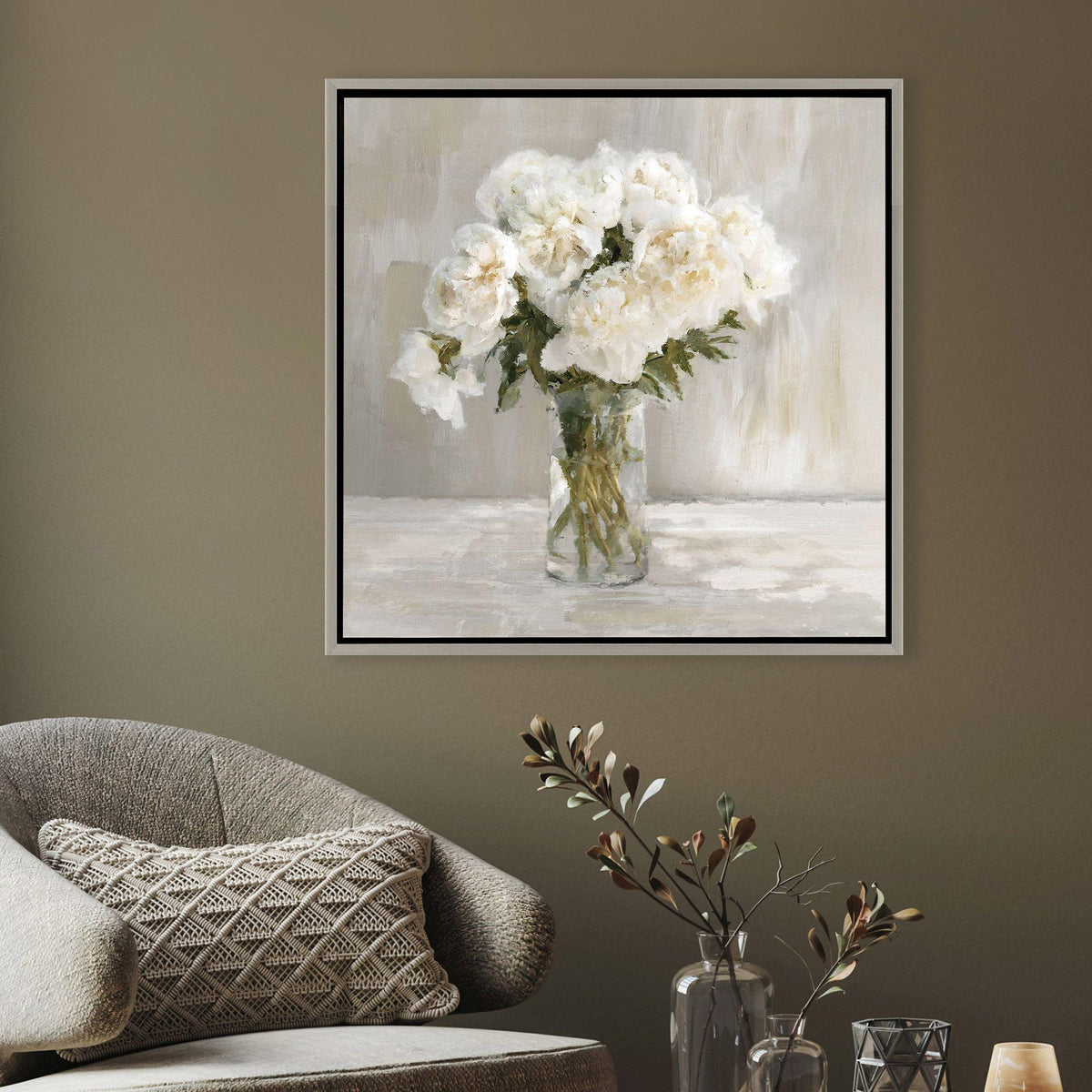 Paragon White Flower Bouquet White 30 X 30 X 2 Wall Art
