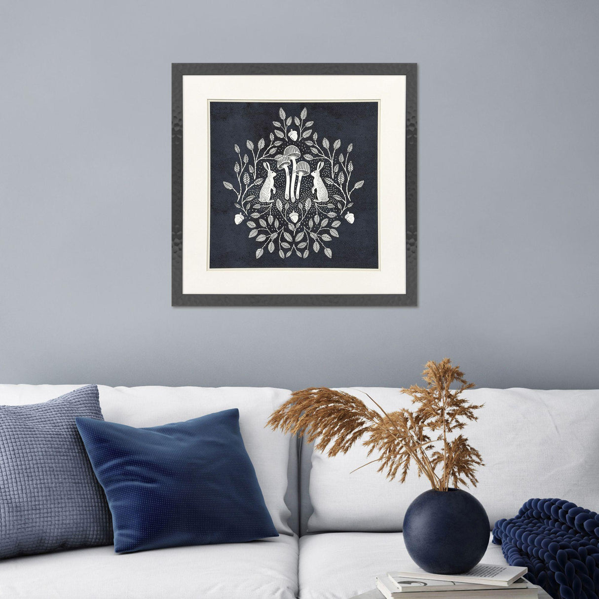 Paragon Rabbits and Mushrooms V Blue 28 X 28 X 1 Wall Art