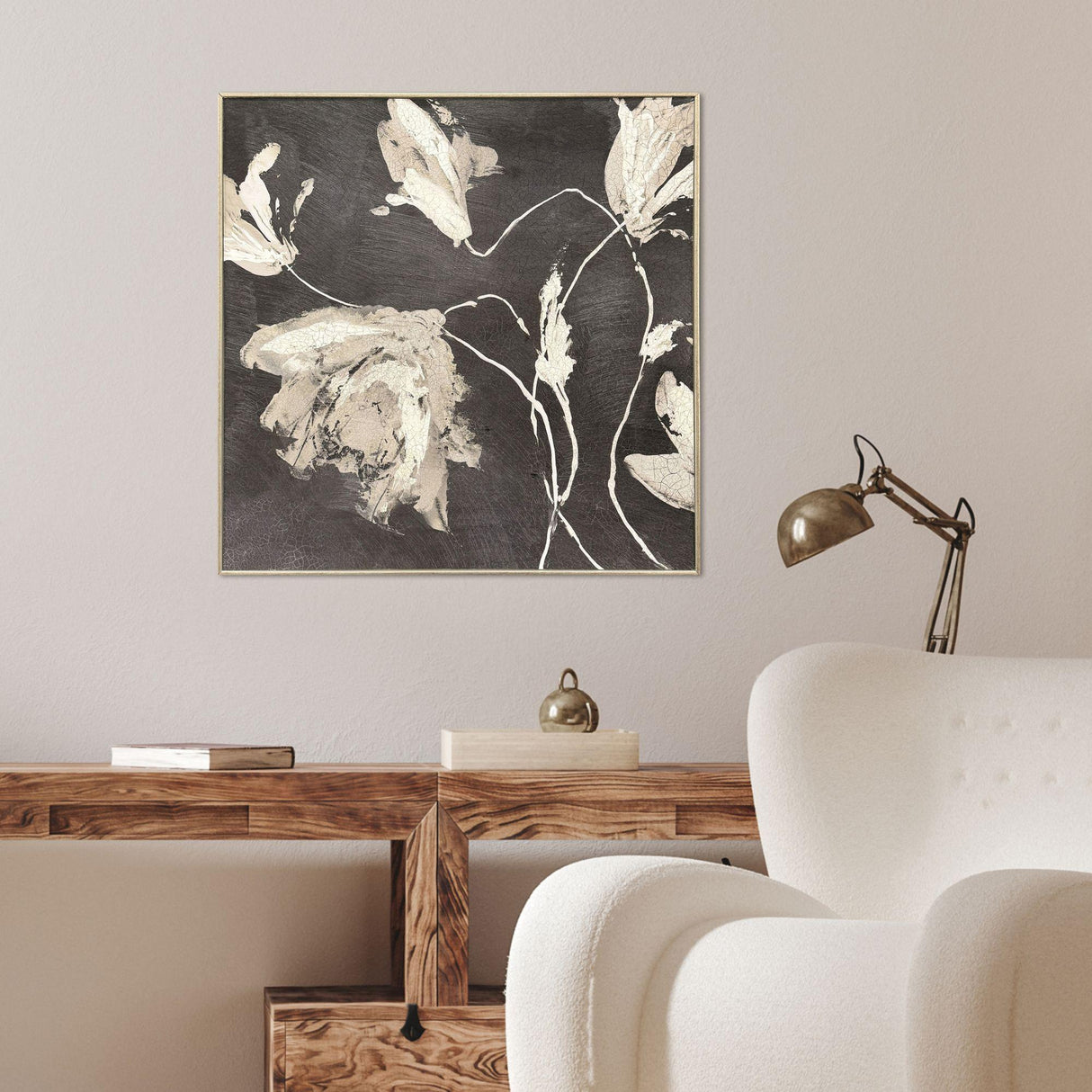 Paragon Neutral Flora I Black 25 X 25 X 3 Wall Art