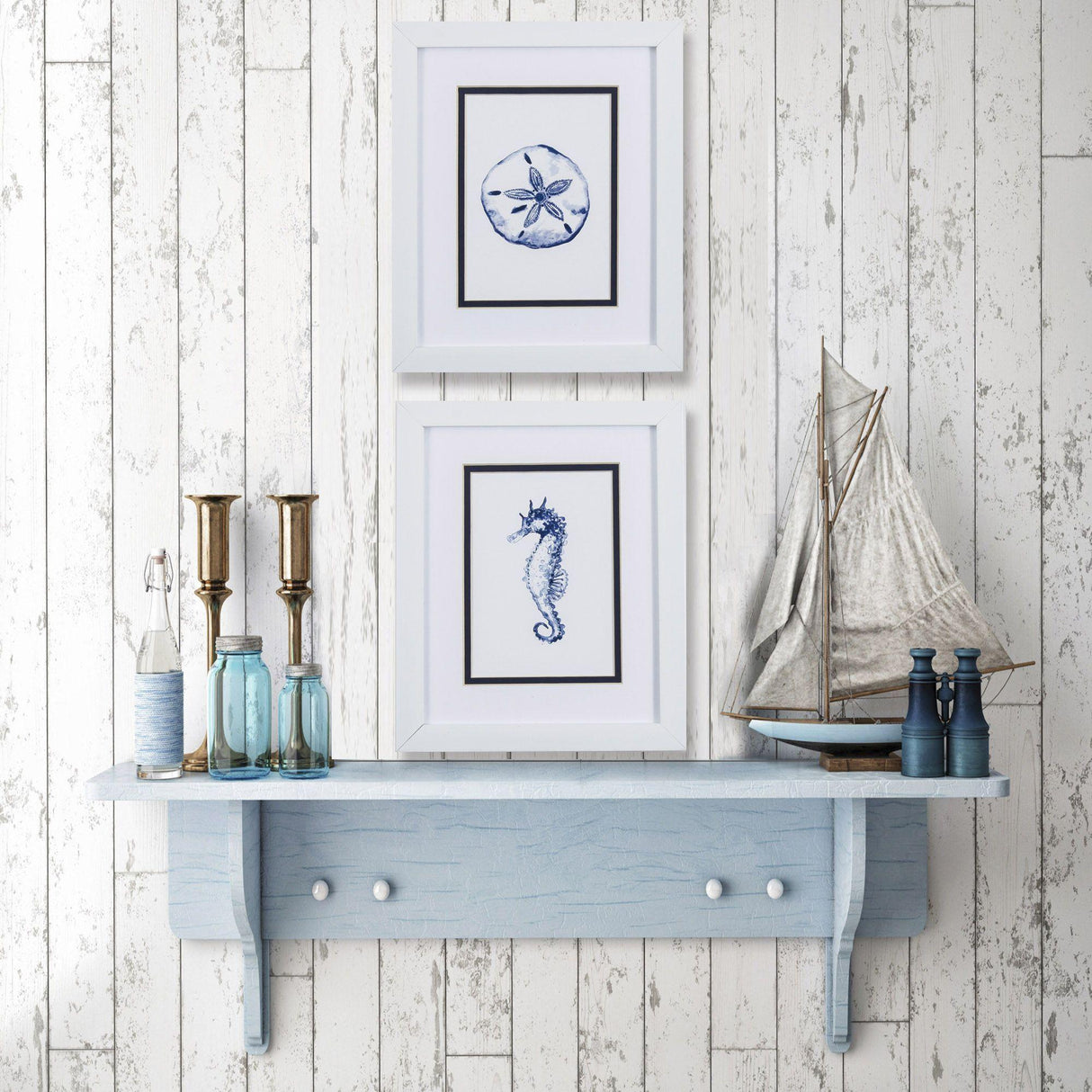 Paragon Sand Dollar Seahorse S/2 Blue 11 X 09 X 2 Wall Art