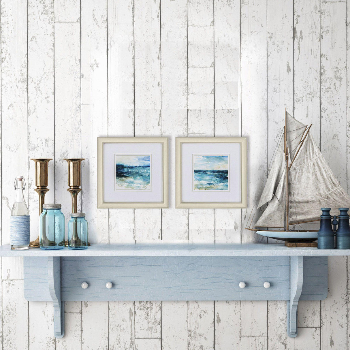 Paragon Ocean Break S/2 Blue 12 X 12 X 1 Wall Art