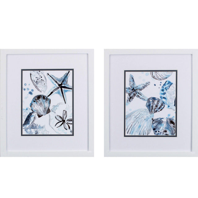 Paragon Cerulean Seashells A S/2 Blue 16 X 14 X 2 Wall Art