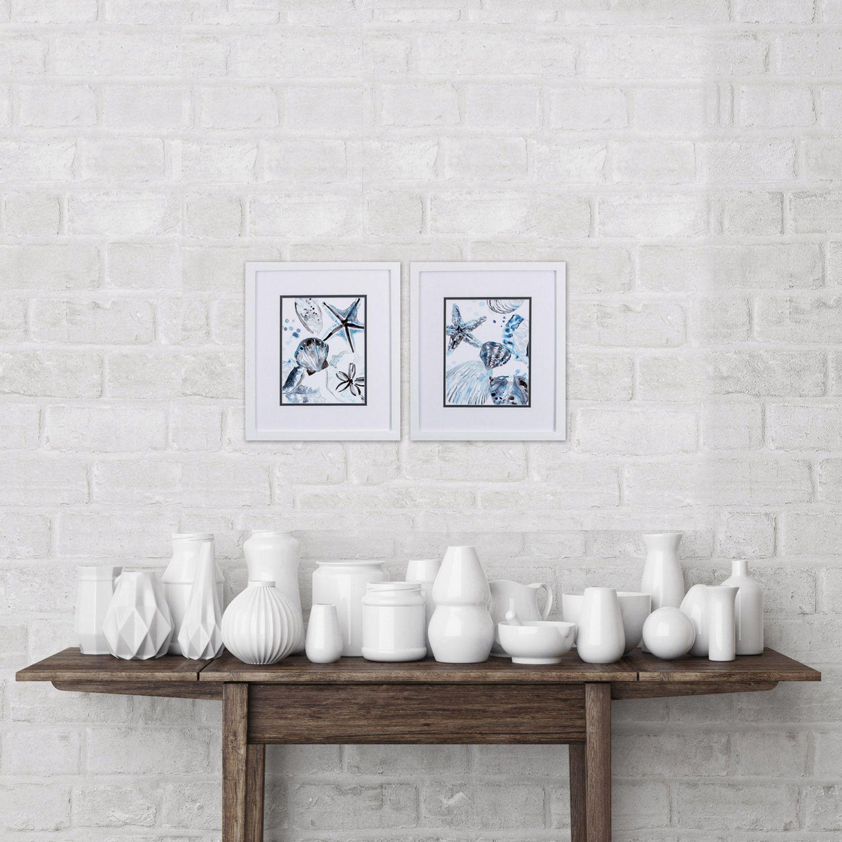 Paragon Cerulean Seashells A S/2 Blue 16 X 14 X 2 Wall Art