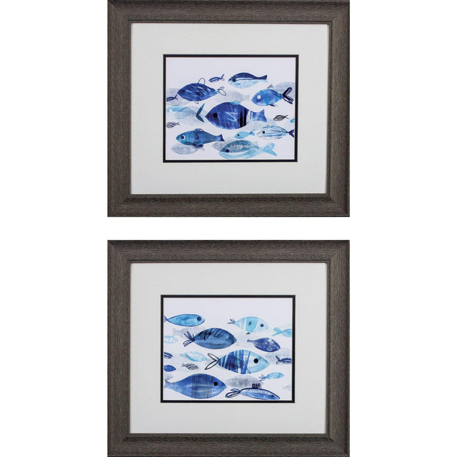 Paragon Fish Parade S/2 Blue 16 X 18 X 1 Wall Art