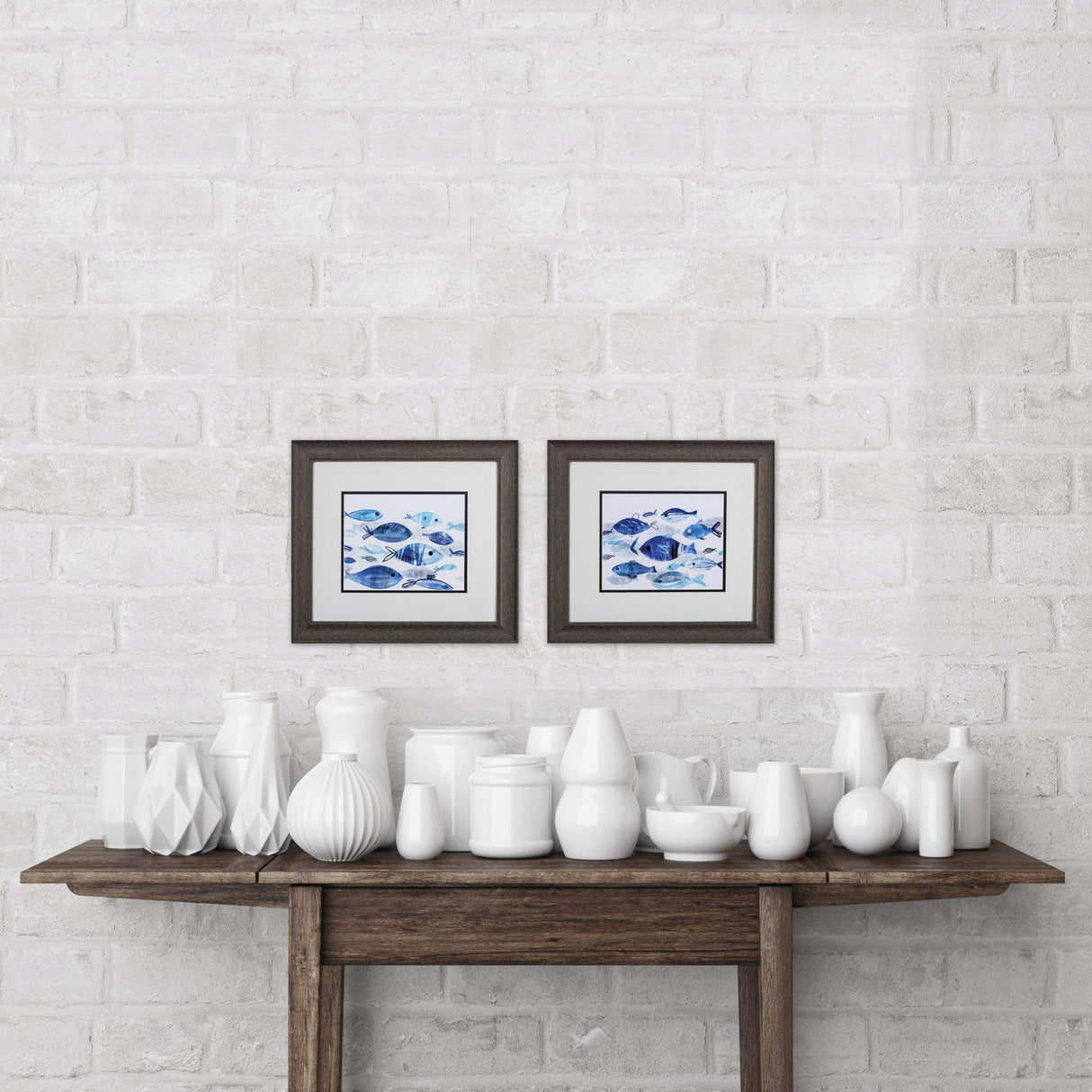Paragon Fish Parade S/2 Blue 16 X 18 X 1 Wall Art