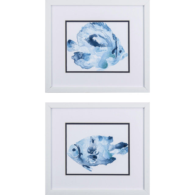 Paragon Blue Ocean Fish A S/2 Blue 14 X 16 X 2 Wall Art