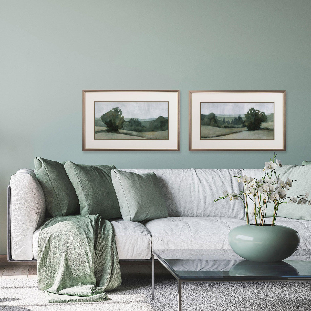 Paragon Green Landscape S/2 Green 19 X 31 X 1 Wall Art
