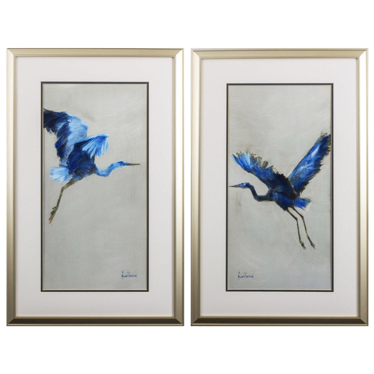 Paragon Blue Heron S/2 Blue 32 X 20 X 1 Wall Art