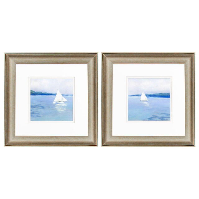 Paragon Distant Sail S/2 Blue 13 X 13 X 1 Wall Art
