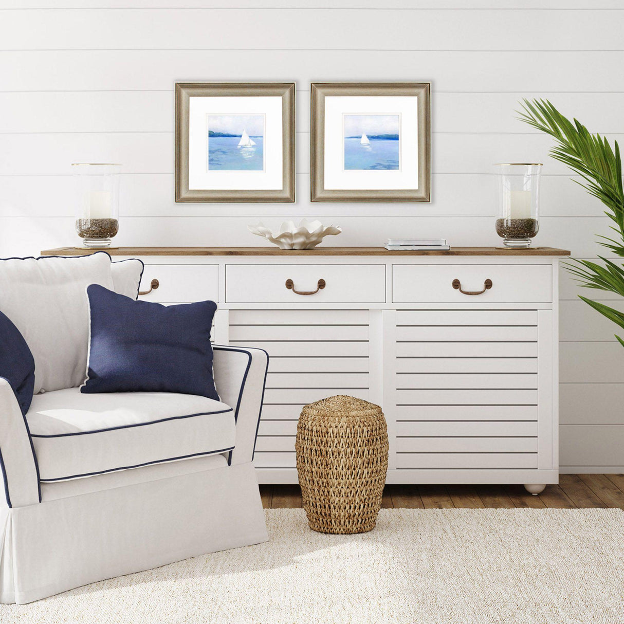 Paragon Distant Sail S/2 Blue 13 X 13 X 1 Wall Art