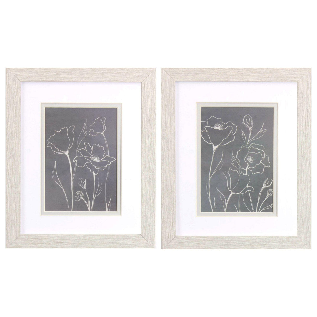 Paragon Gray Poppies Sketch S/2 Gray 11 X 09 X 1 Wall Art