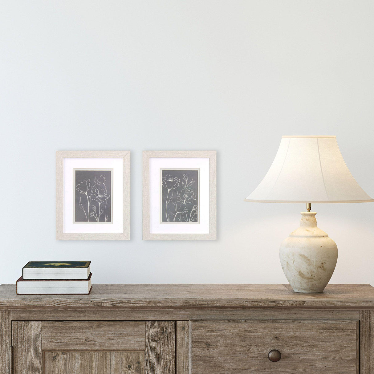 Paragon Gray Poppies Sketch S/2 Gray 11 X 09 X 1 Wall Art
