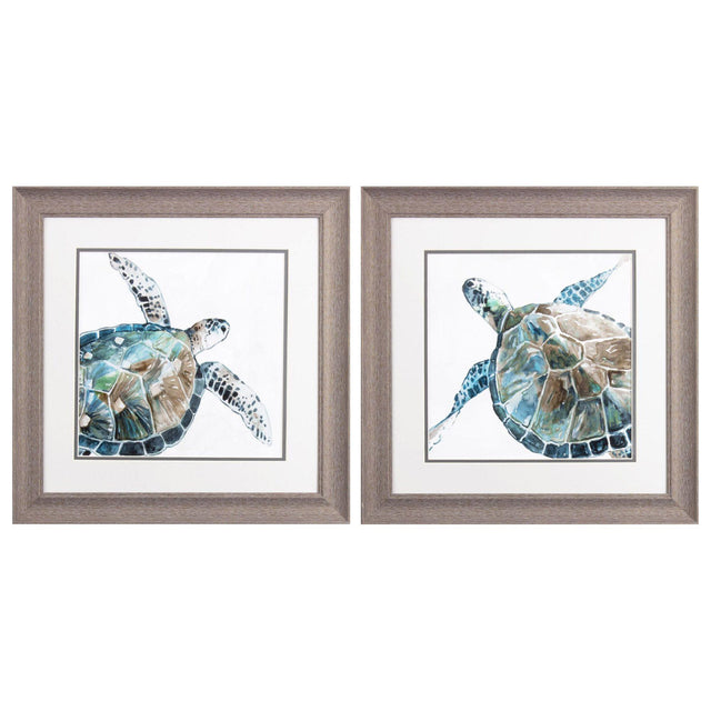 Paragon Neutral Sea Turtle S/2 Blue 19 X 19 X 1 Wall Art