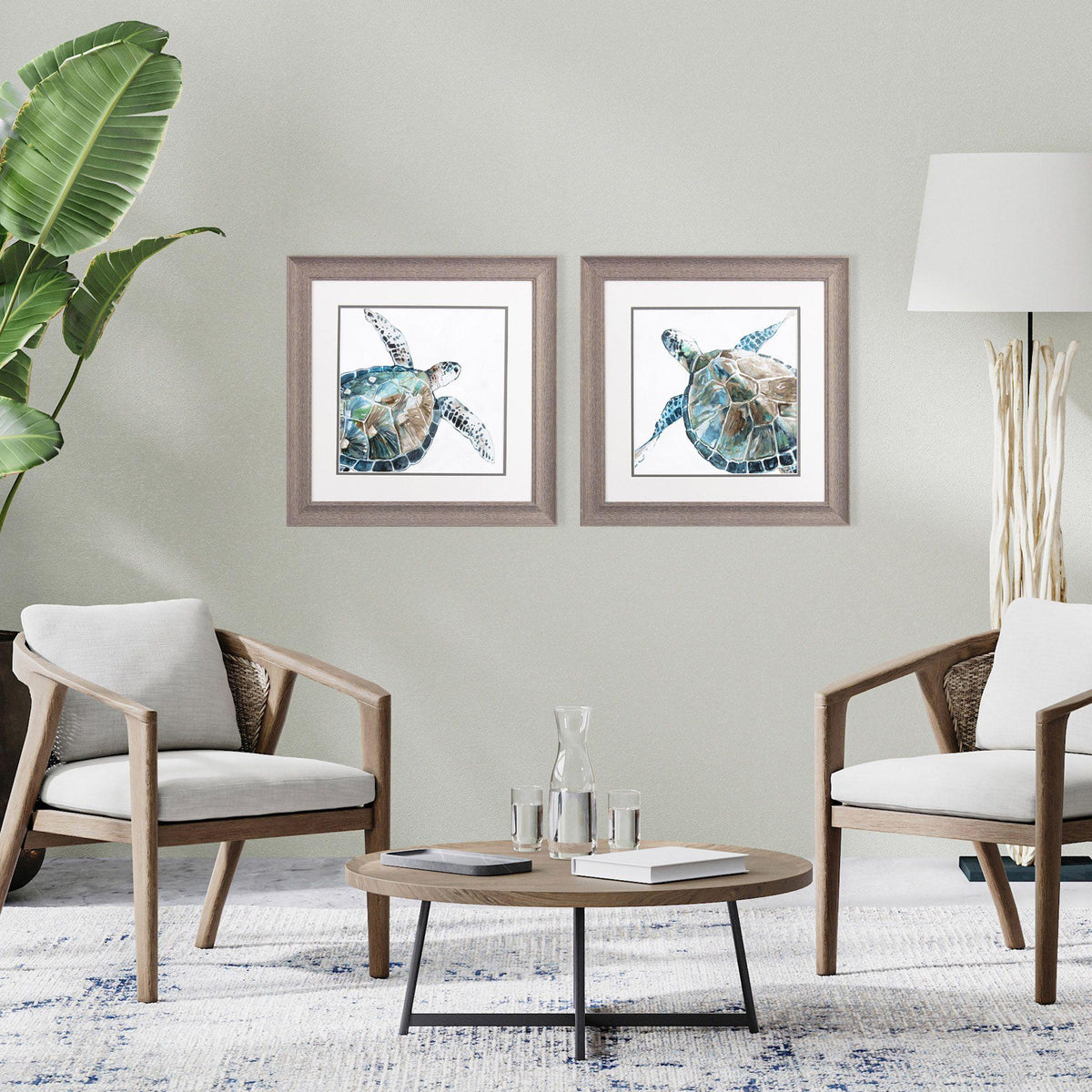 Paragon Neutral Sea Turtle S/2 Blue 19 X 19 X 1 Wall Art