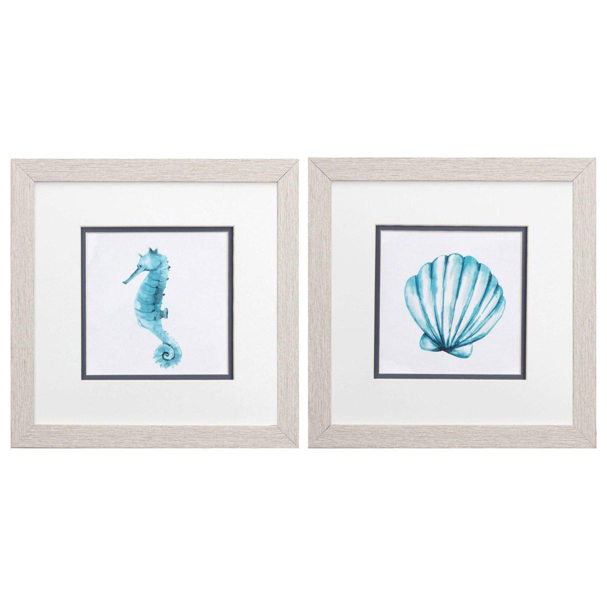Paragon Seahorse Shell S/2 Blue 11 X 11 X 1 Wall Art