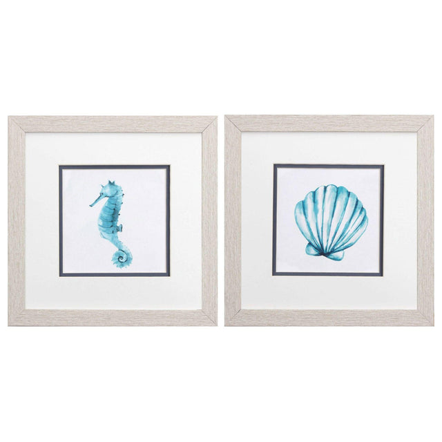Paragon Seahorse Shell S/2 Blue 11 X 11 X 1 Wall Art