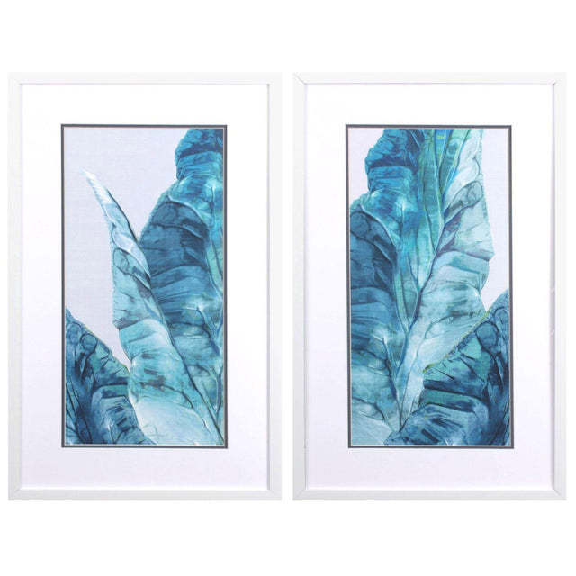 Paragon Tropical Leaves Blue S/2 Blue 31 X 19 X 2 Wall Art