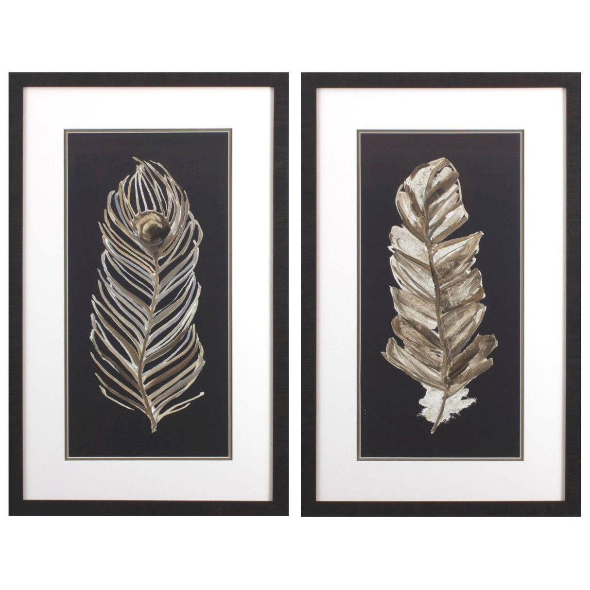 Paragon Soft Feather on Black S/2 Neutral 32 X 20 X 2 Wall Art