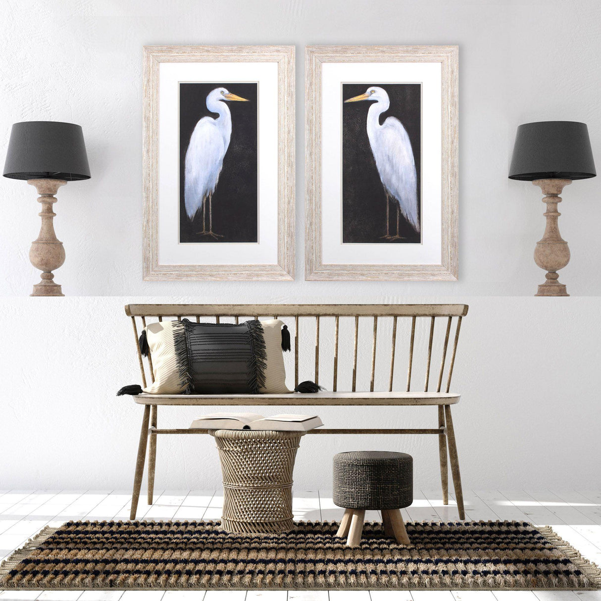 Paragon White Heron S/2 Neutral 34 X 22 X 2 Wall Art