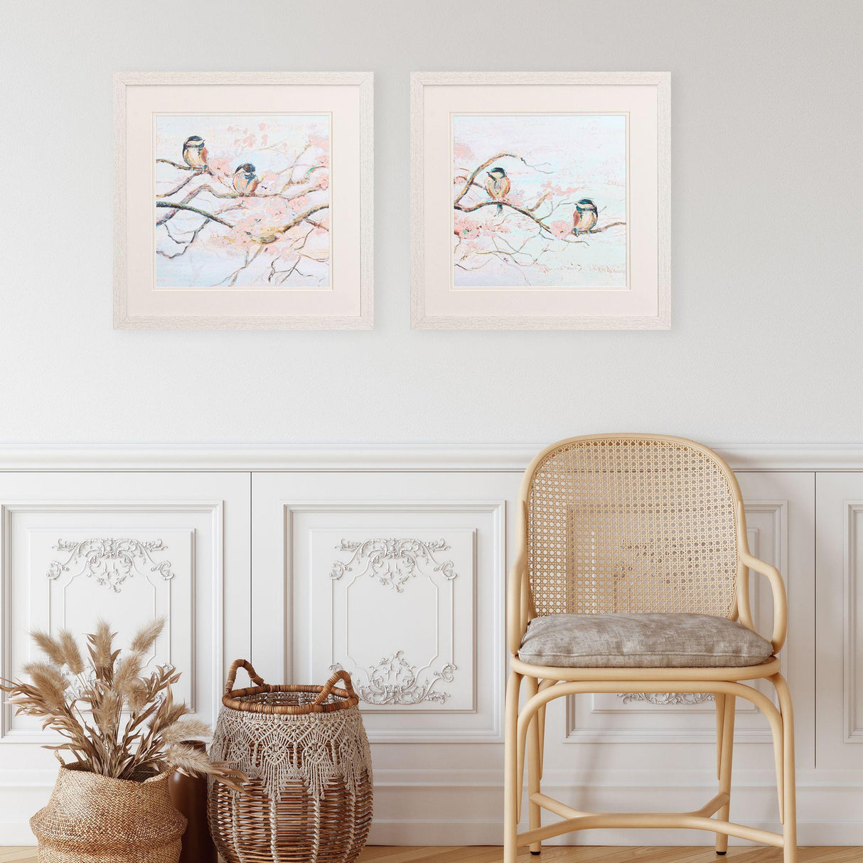 Paragon Spring Branch Birds S/2 Pink 17 X 17 X 1 Wall Art