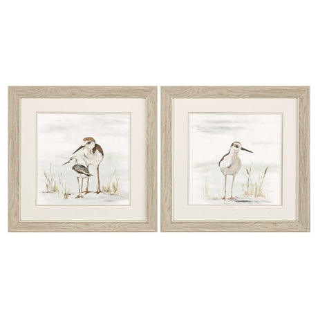 Paragon Stilt Birds on Blue S/2 Neutral 19 X 19 X 1 Wall Art