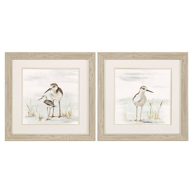 Paragon Stilt Birds on Blue S/2 Neutral 19 X 19 X 1 Wall Art