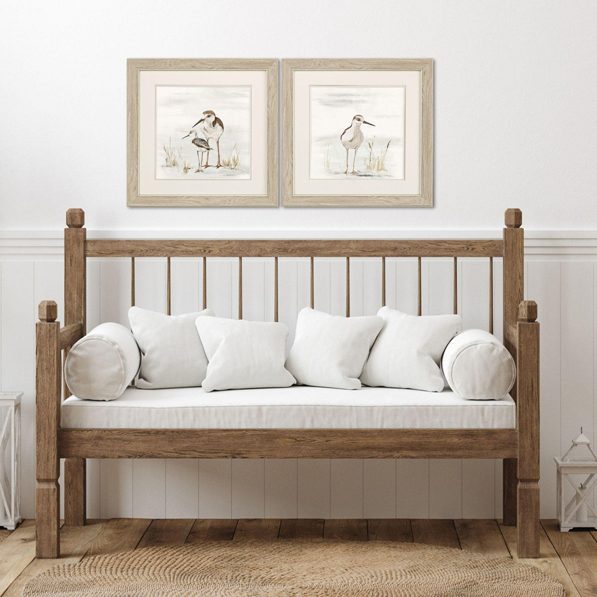 Paragon Stilt Birds on Blue S/2 Neutral 19 X 19 X 1 Wall Art
