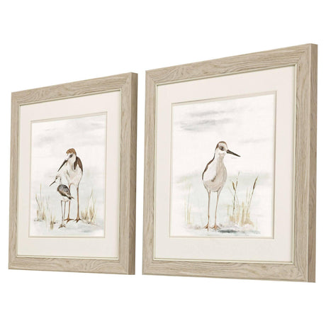 Paragon Stilt Birds on Blue S/2 Neutral 19 X 19 X 1 Wall Art