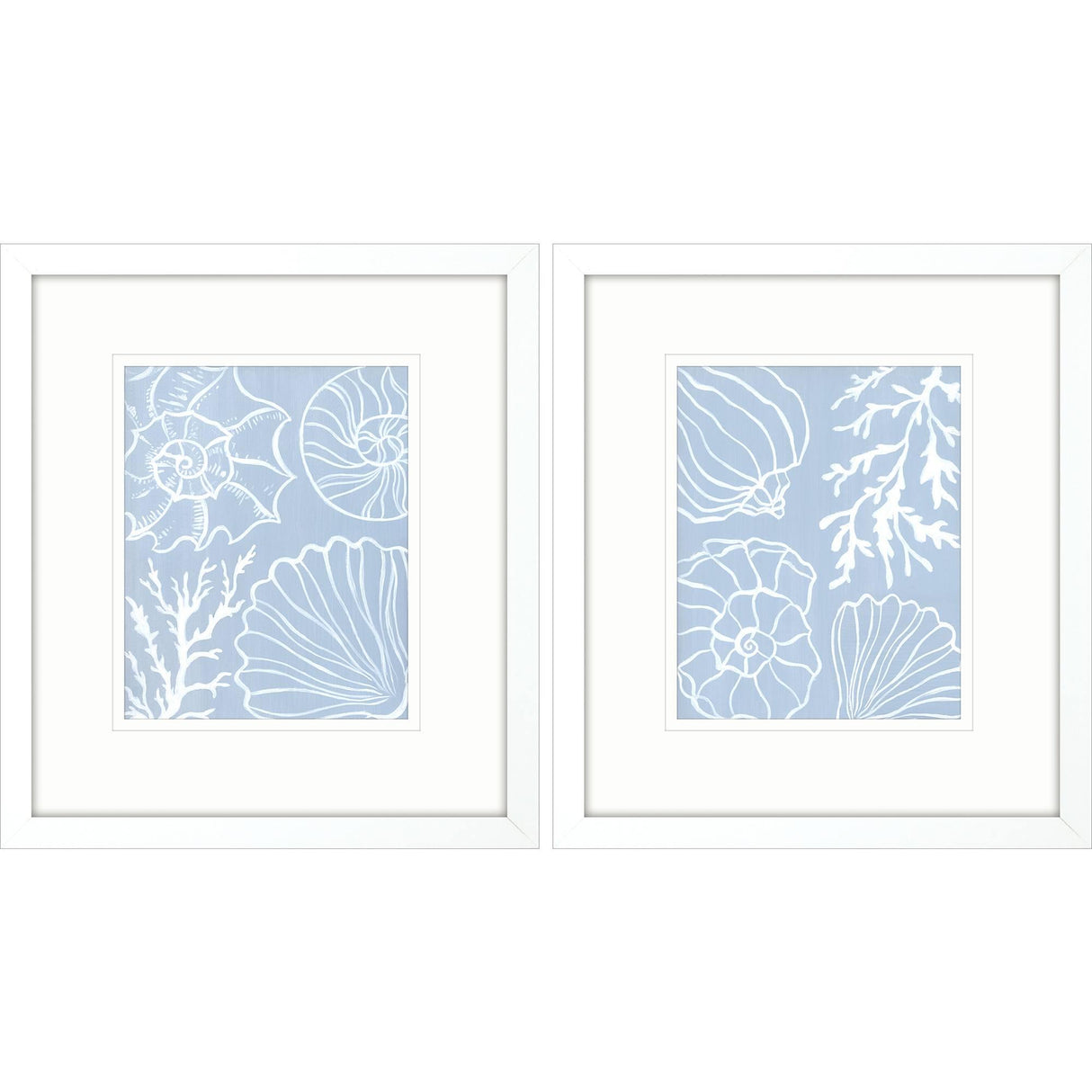 Paragon Shell Silhouettes S/2 Blue 16 X 14 X 2 Wall Art