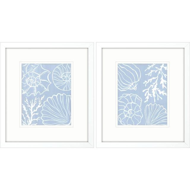 Paragon Shell Silhouettes S/2 Blue 16 X 14 X 2 Wall Art