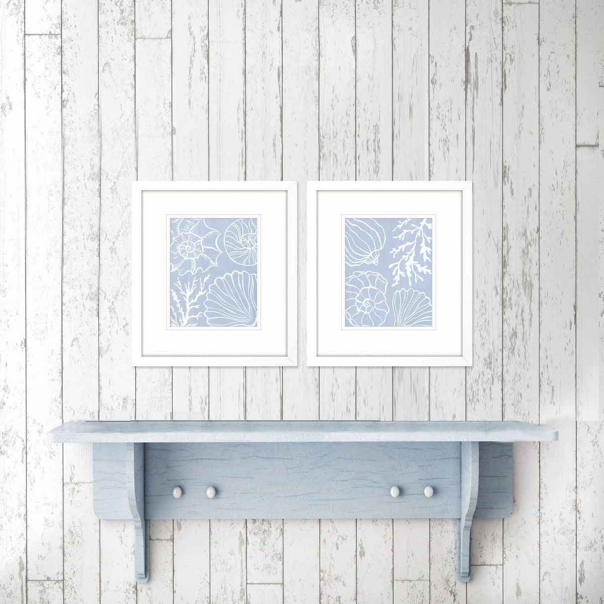 Paragon Shell Silhouettes S/2 Blue 16 X 14 X 2 Wall Art