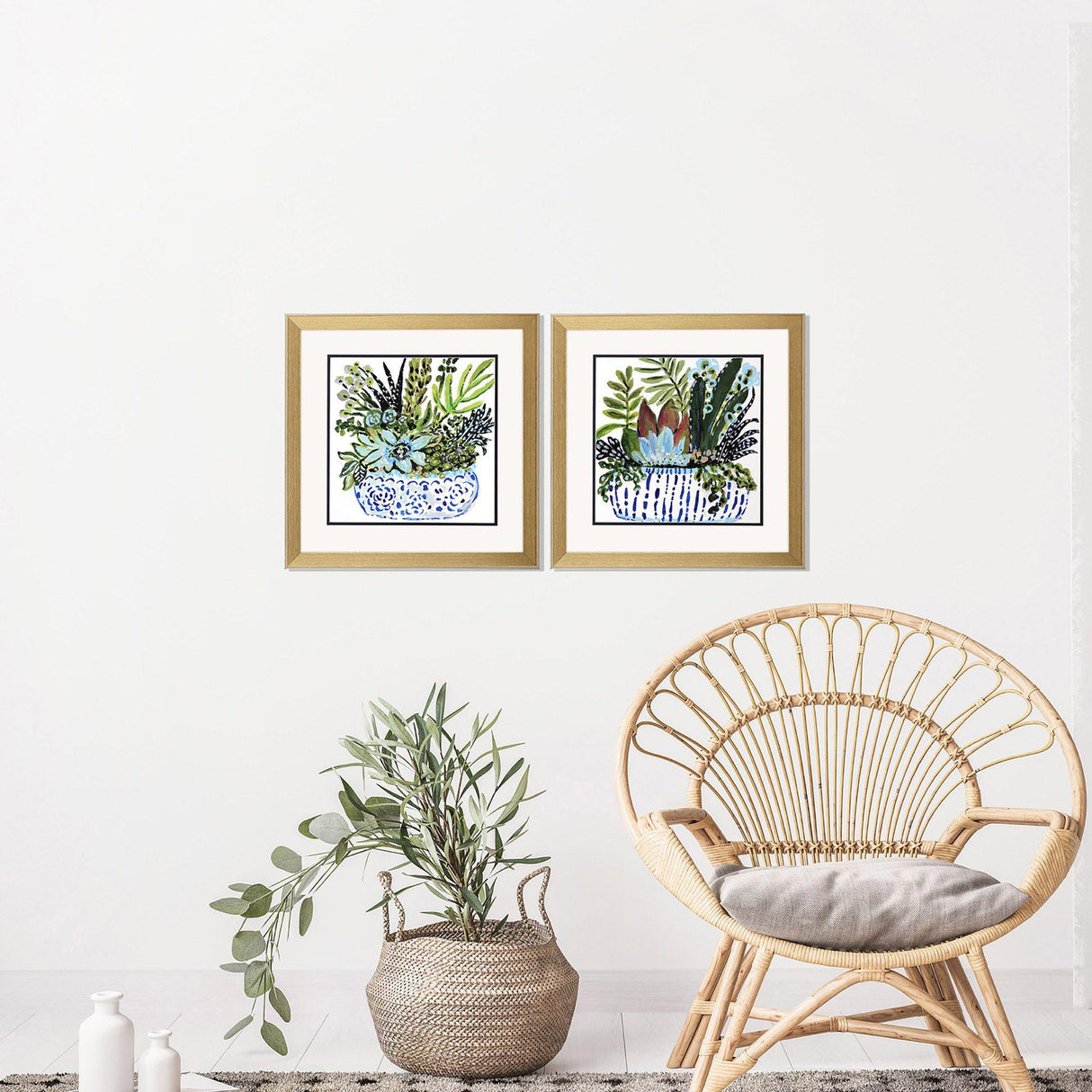 Paragon Succulent Garden I S/2 Blue 18 X 18 X 2 Wall Art