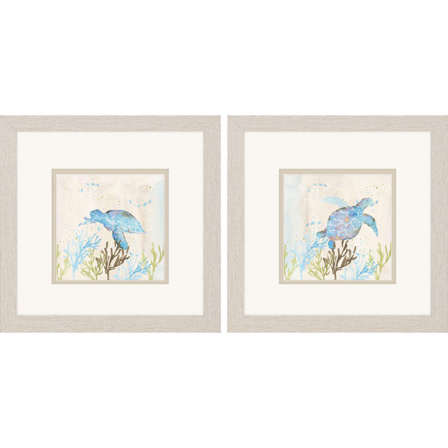 Paragon Blue Sea Turtle S/2 Blue 11 X 11 X 1 Wall Art